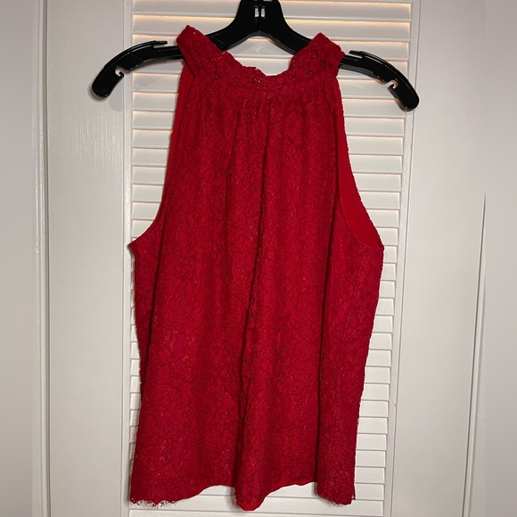 J.Crew Tie Neck Top In Lace AG853 holiday red size S - Picture 5 of 10